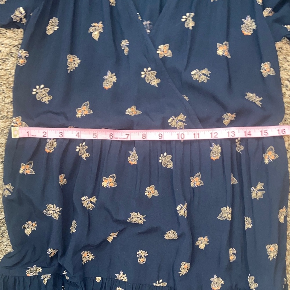Madewell Boho Navy Floral Long-Sleeve Maxi Dress Woman’s XS - Picture 6 of 7